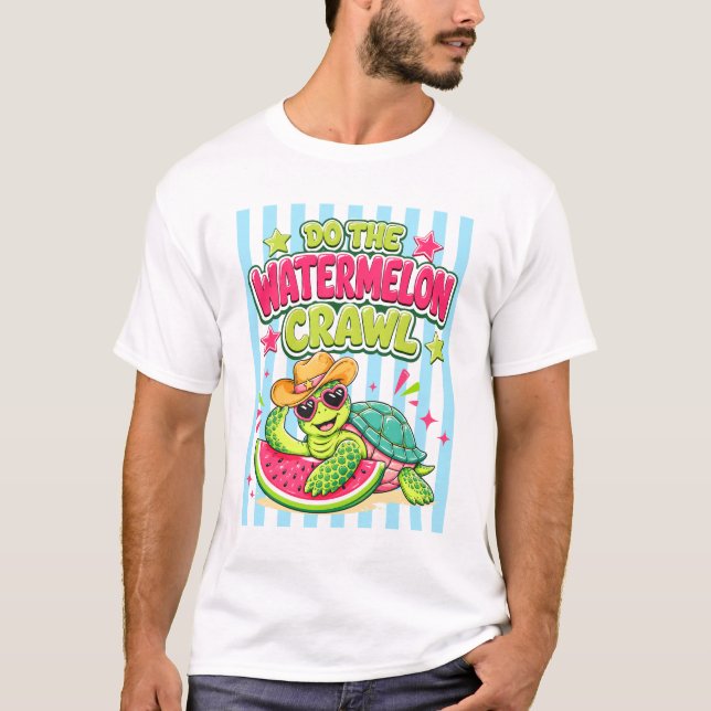 Rolig Gör Vattenmelon Krypning Randig Sköldpadda S T Shirt (Framsida)