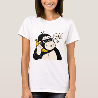 Rolig Gorilla Banan Telefon Dam T-Shirt