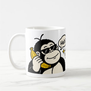 Rolig Gorilla Banan Telefon Klistermärke Kaffemugg