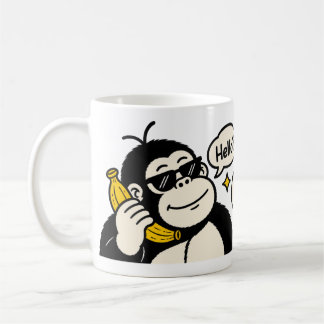 Rolig Gorilla Banan Telefon Klistermärke Kaffemugg