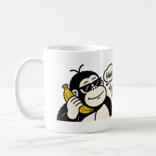Rolig Gorilla Banana Telefon Klistermärke Kaffemugg