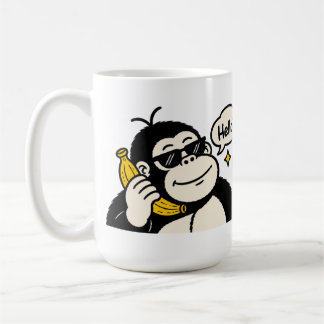 Rolig Gorilla Banana Telefon Klistermärke Kaffemugg