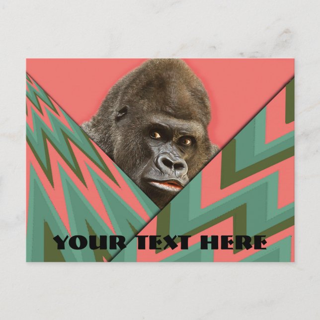 Rolig Gorilla Rosa Grön Chevron Postkort Vykort (Framsida)