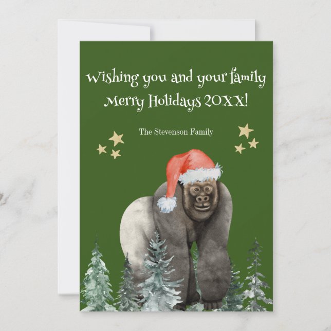Rolig Gorilla Tomte God Jul Julkort (Framsida)