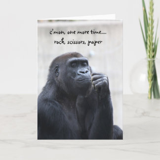 Rolig gorillafödelsedag, stensaxpapper kort