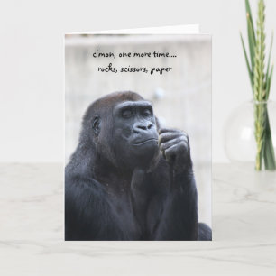 Rolig gorillafödelsedag, stensaxpapper kort