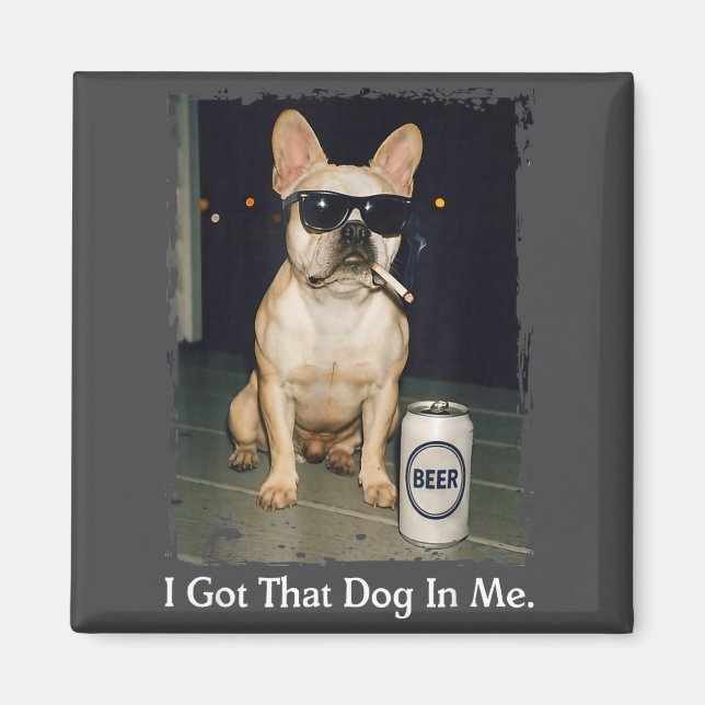 Rolig Got Hund Fransk Bulldog Rökande Magnet (Framsidan)