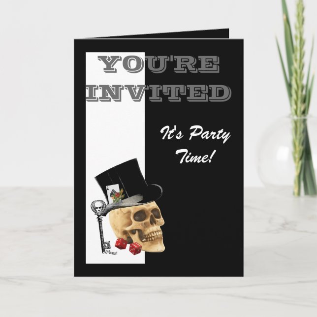 Rolig gotisk Steampunk dobbleriskalle Inbjudan (Framsida)