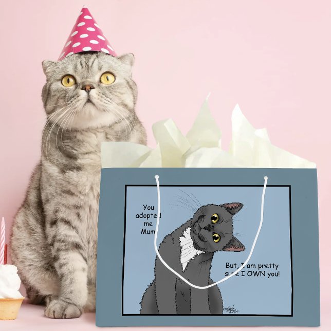 Rolig Grå Katt Mors Dag Grå Katt Blå (Skapare uppladdad)