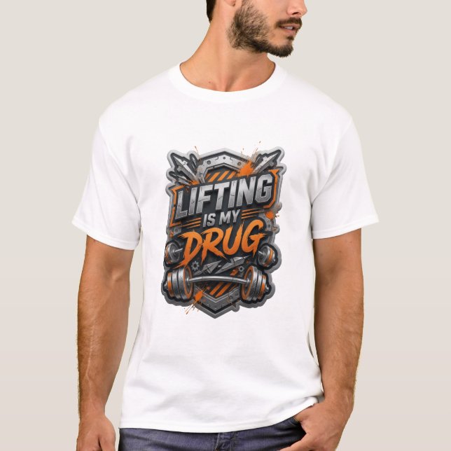 Rolig Grå LYFTNING ÄR MIN DROG Tryck T Shirt (Framsida)
