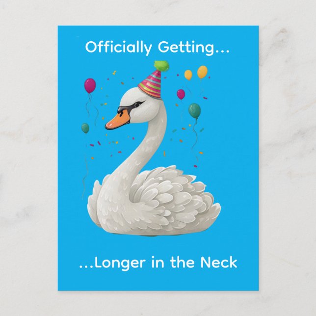 Rolig graciös svan födelsedags grafisk design vykort (Framsida)