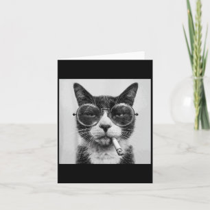 Rolig Grafisk Katt Rökande Vuxen Rolig _1 Kort