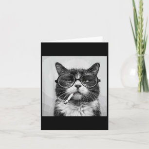 Rolig Grafisk Katt Rökande Vuxen Rolig _3 Kort