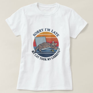 Rolig grafisk katt T-shirt