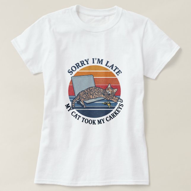 Rolig grafisk katt T-shirt (Design framsida)