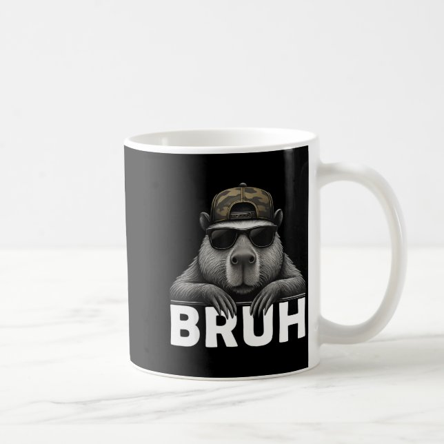 Rolig Grafisk Meme Capybara Bruh För Pojkar Flicko Kaffemugg (Höger)