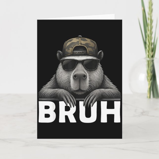 Rolig Grafisk Meme Capybara Bruh För Pojkar Flicko Kort (Framsida)