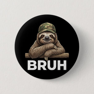 Rolig Grafisk Meme Latmask "Bruh" för Pojkar Flick Knapp