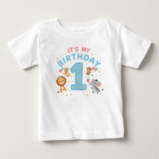 Rolig grafisk t-shirt “Det är min 1-årsdag” (Framsida)