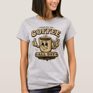 Rolig Grafisk T-Shirt för Kvinnor med Kaffetema