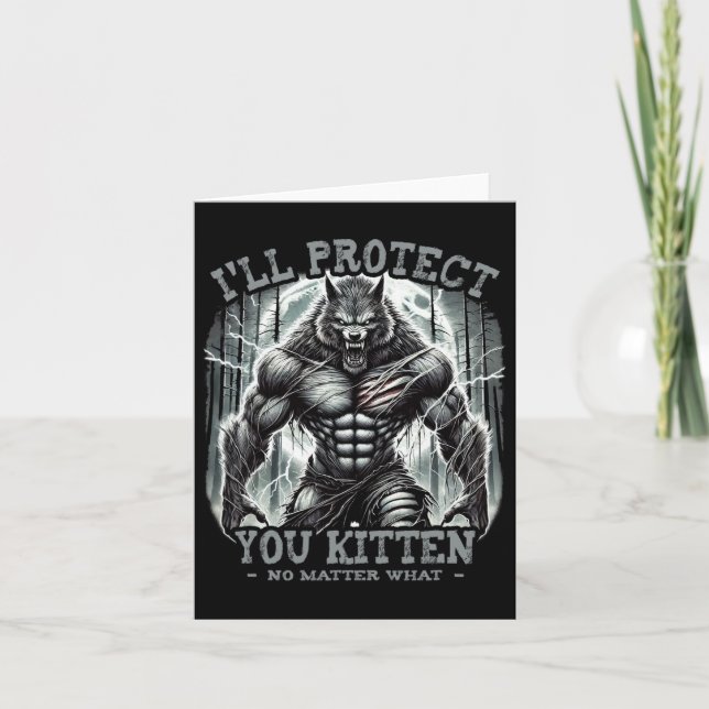 Rolig Grafisk T-shirt Jag Skyddar Dig Kittel Alpha Kort (Framsida)