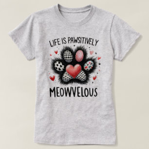 Rolig Grafisk T-shirt med Katt - Pawsitivt Meowvel