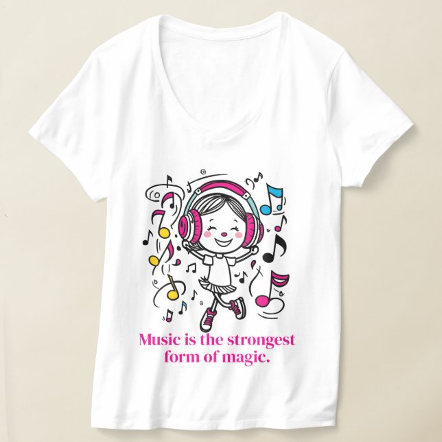 Rolig grafisk t-shirt med musiktema (Laydown)