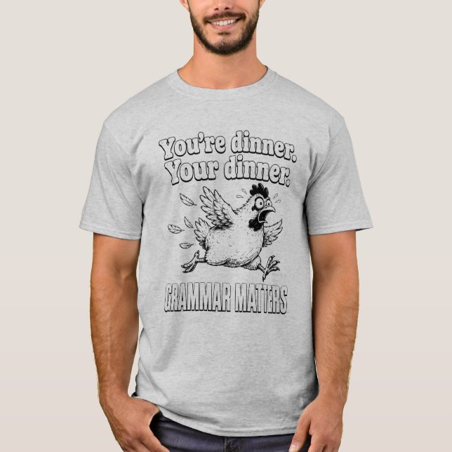 Rolig grammatik din middag din middag grammatik t shirt (Framsida)