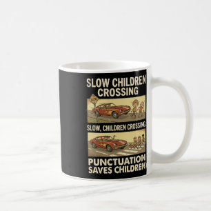 Rolig grammatik interpunktion räddar barn engelska kaffemugg
