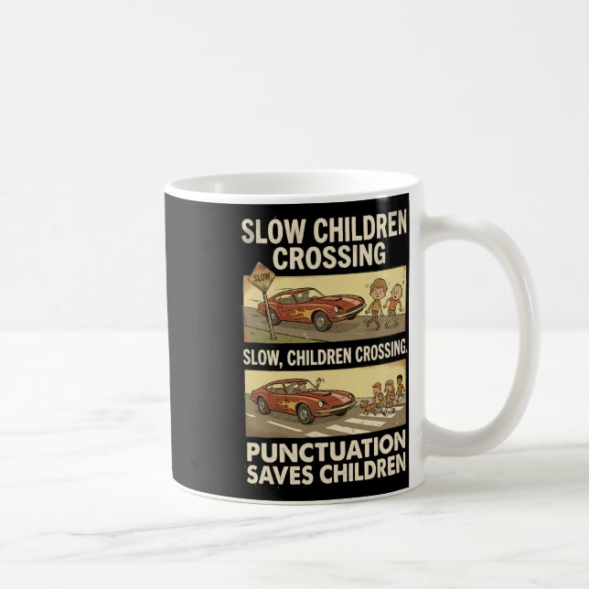 Rolig grammatik interpunktion räddar barn engelska kaffemugg (Höger)