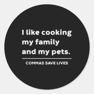 Rolig grammatik som matlagning familj och husdjur  runt klistermärke