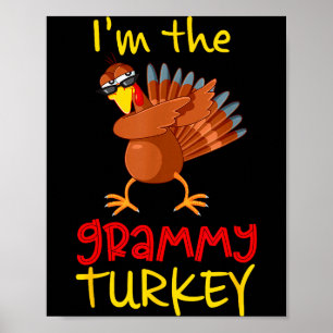 Rolig Grammy Turk Matchande Familj Thanksgiving Poster
