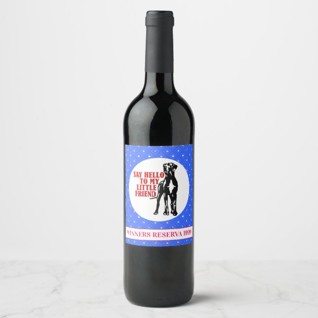 Rolig Grand Danes Vinnare Vin Vinflaska Etikett (Framsida)