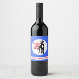 Rolig Grand Danois Vinnare Vin Vinflaska Etikett