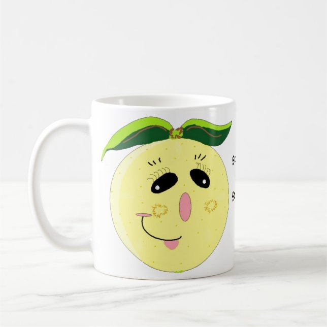 Rolig Grapefrukt Tecknad Bild Kaffemugg (Vänster)