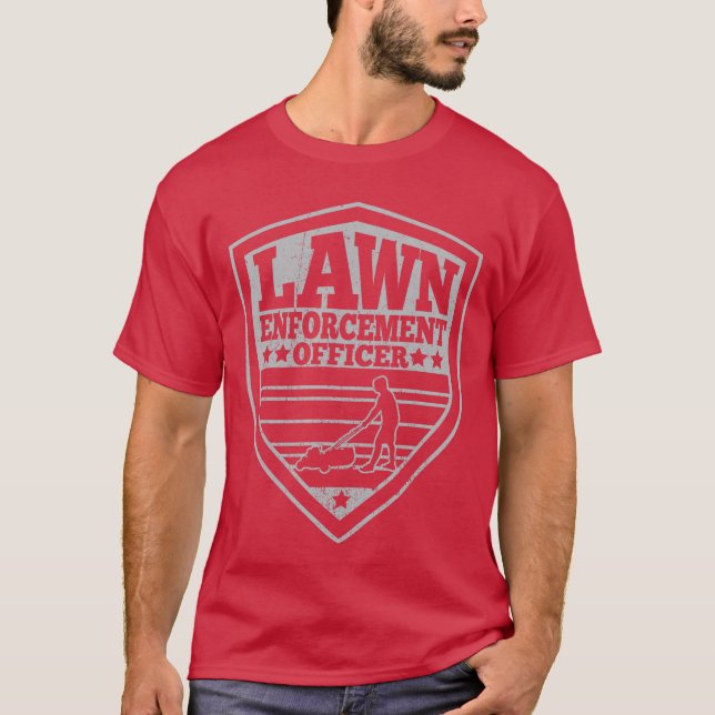 Rolig gräsenforcement Officer Pappa Gräsklippning  T Shirt (Framsida)