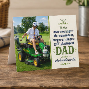 Rolig gräsklippning grillning golf slips Father's Kort