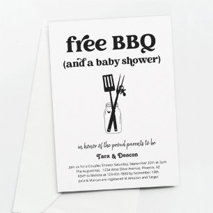 Rolig Gratis BBQ Par Baby Shower Inbjudningar