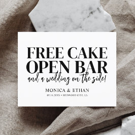 Rolig Gratis Tårta Öppen Bar Bröllop Spara Datumet Meddelande Vykort