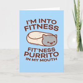 Rolig gratulationskort med katt: PURRITO FITNESS Kort