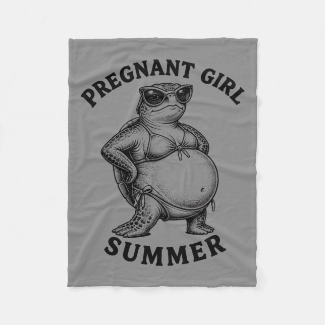 Rolig gravid flicka sommar sköldpadda graviditet fleecefilt (Framsidan)