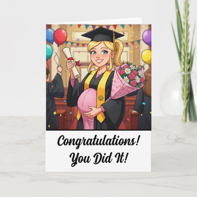 Rolig gravid universitetsavgångskort kort (Framsida)