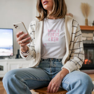Rolig graviditet baby fingeravtryck rosa t shirt
