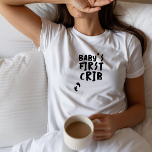 Rolig graviditet baby fingeravtryck svart t shirt
