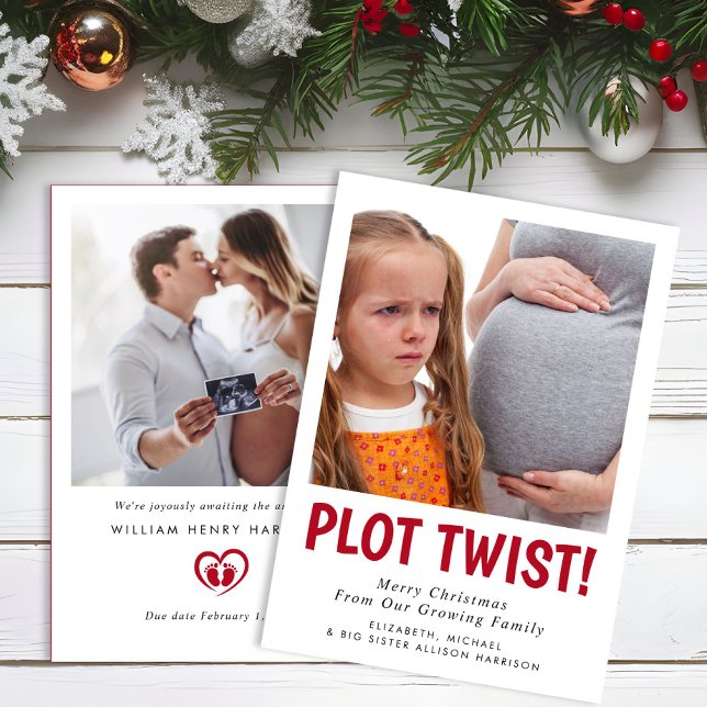 Rolig graviditets twist foto jul julkort (Funny Pregnancy Plot Twist Photo Christmas Holiday Card)