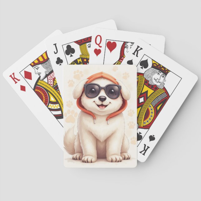 Rolig Great Pyrenees Kawaii Hund Casinokort (Baksidan)