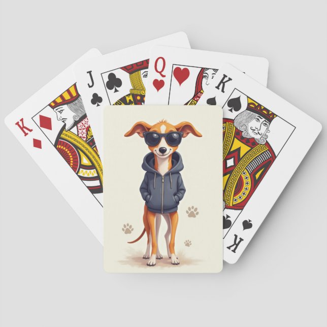 Rolig Greyhound Kawaii Hund Casinokort (Baksidan)