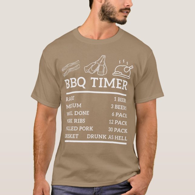 Rolig Grill Citat BBQ Timer Bbq Öl Grill Pappa Ba T Shirt (Framsida)