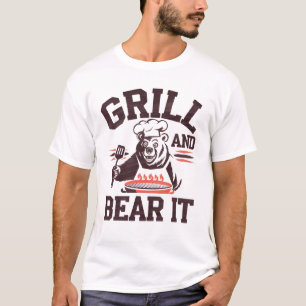Rolig Grill och Bär den BBQ Pappa Chef Puns T Shirt
