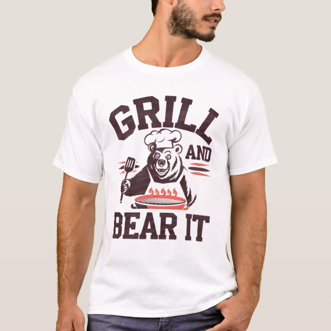 Rolig Grill och Bär den BBQ Pappa Chef Puns T Shirt (Framsida)